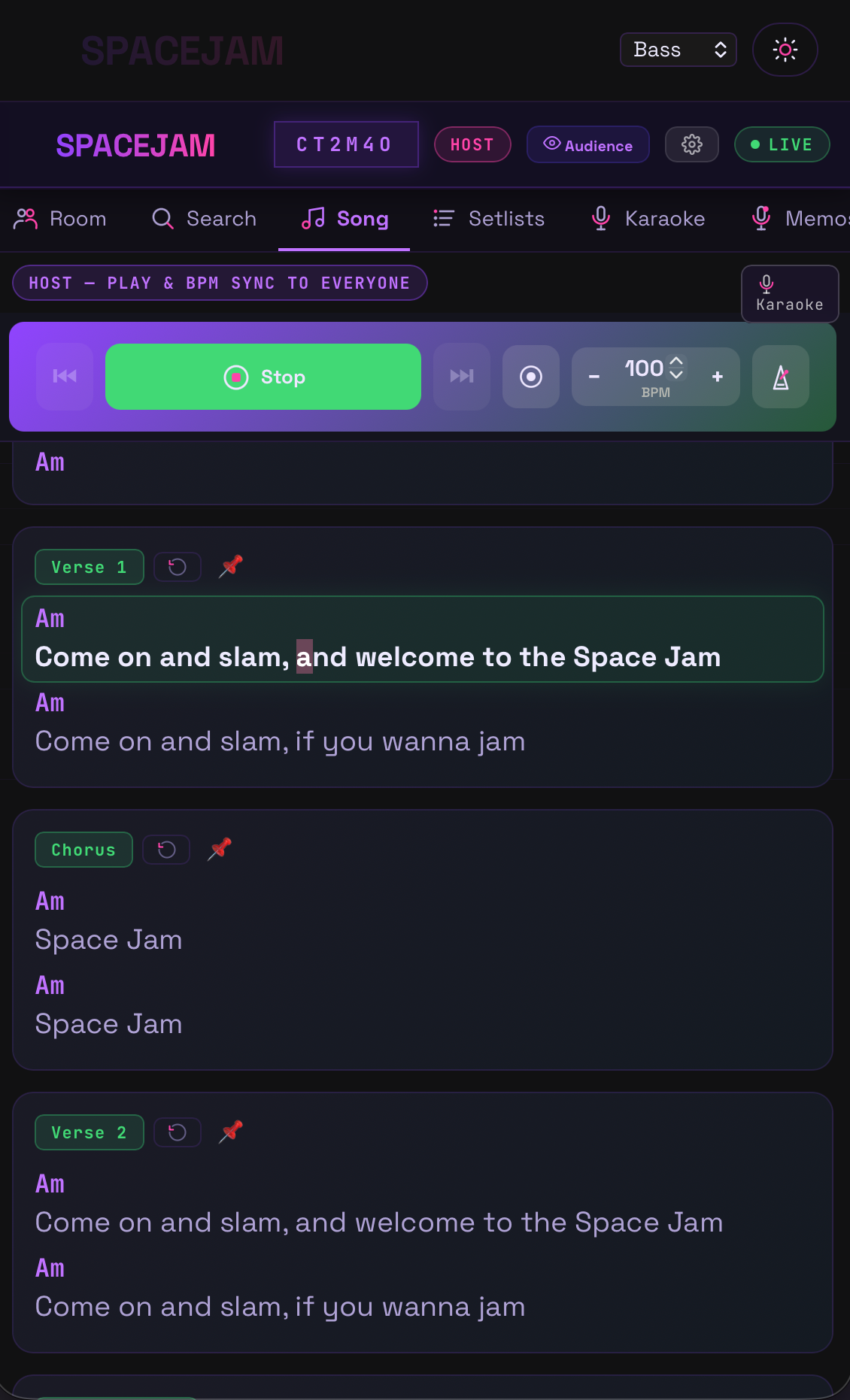 AI chord chart and lyrics